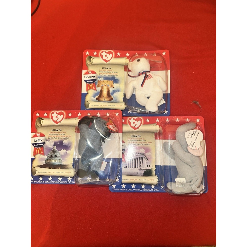 McDonald's Ty Beanie Babies American Trio Set 2000 Happy Meal